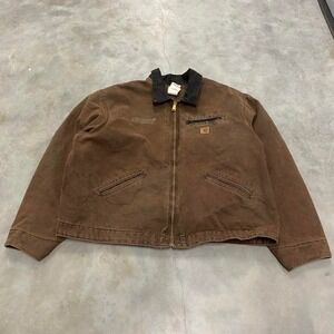 Vintage y2k 90s mocha brown blanket lined collared carhartt Detroit jacket